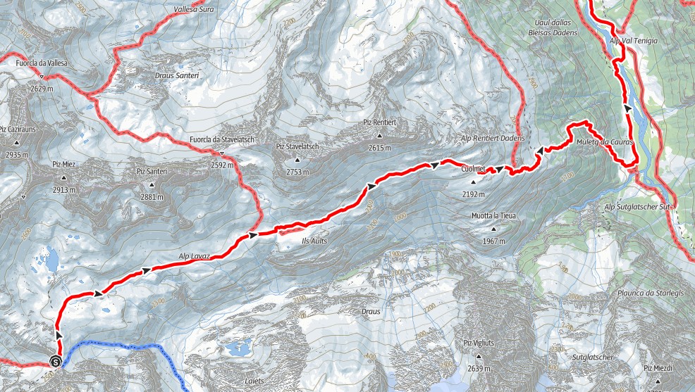 Abstieg Medelser Hütte zum Stausee Runcahez