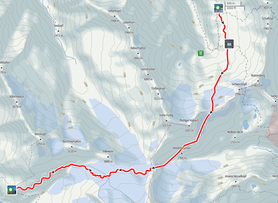 Route Kürsinger zur Neuen Thüringer Hütte
