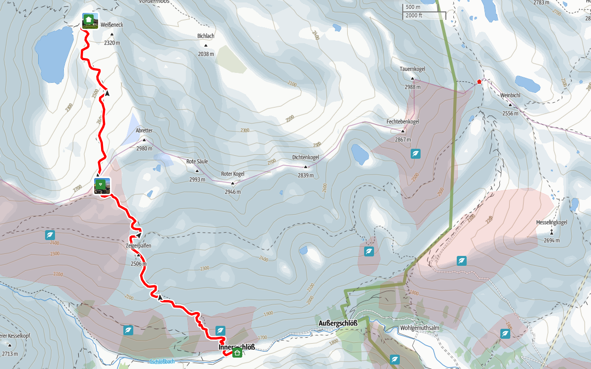 Route Neue Fürther Hütte nach Innergschlöß