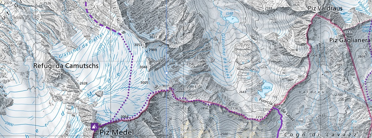 Route  Capanna Scaletta Piz Medels Medelser Hütte